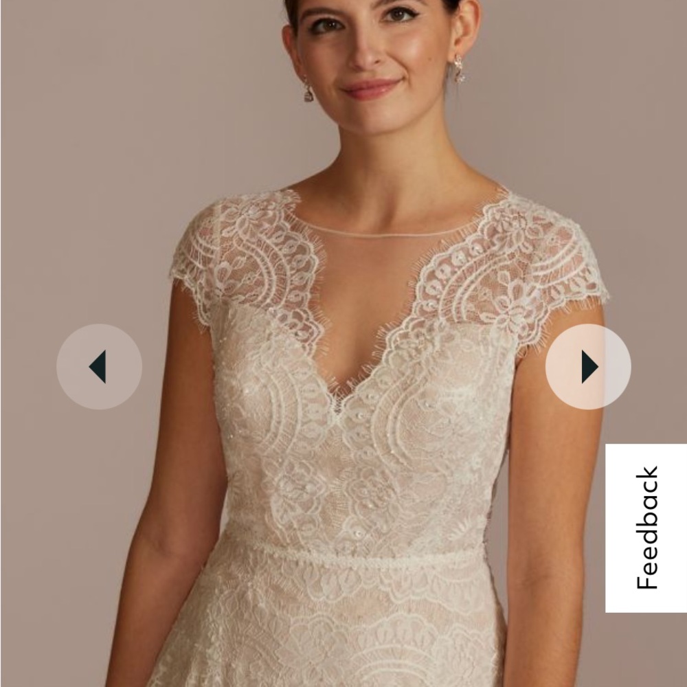 Wedding Dress “High Neck cap sleeve lace a line”